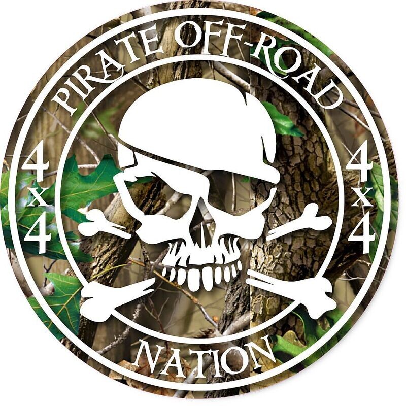 Pirate Off-Road Nation Round Logo with Camo Background