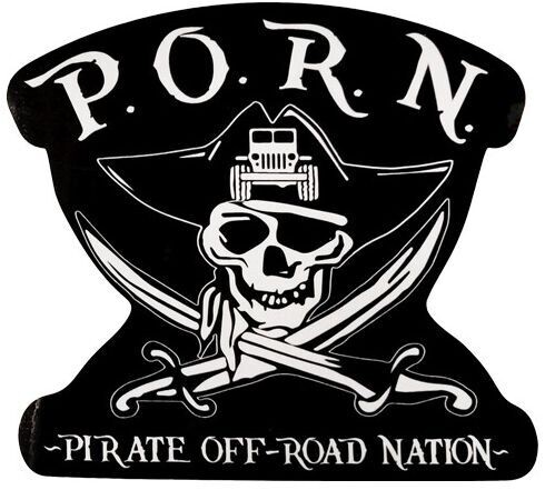 P.O.R.N. Printed Decals (White print on black background)
