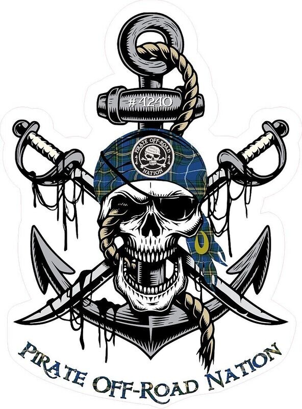 6&quot; Davy Jones Pirate Anchor Decal with Provincial Tartan Bandana and Optional Custom Krew Number