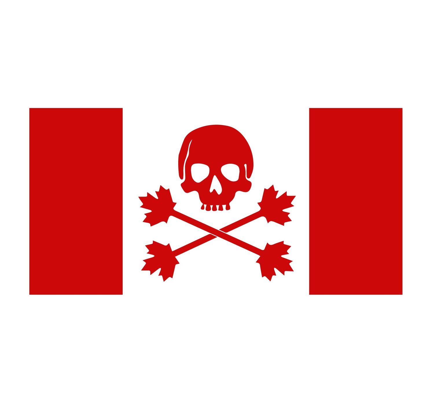 Canadian Flag Skull and Bones Decal (Red and White)