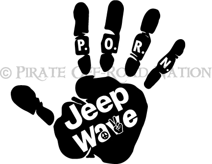 Jeep Wave 5.5&quot; Die Cut Decal (P.O.R.N. in fingers)