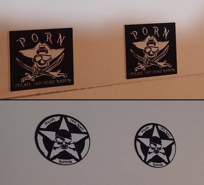 P.O.R.N. or Invasion Star RC Decals (White on Black Background)