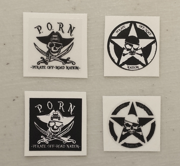P.O.R.N. and Invasion Star RC Decals (4 decal set, one of each type)