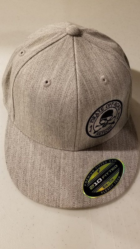 FLEXFIT 210 FLAT BILL-  (Heather grey with black stitching)