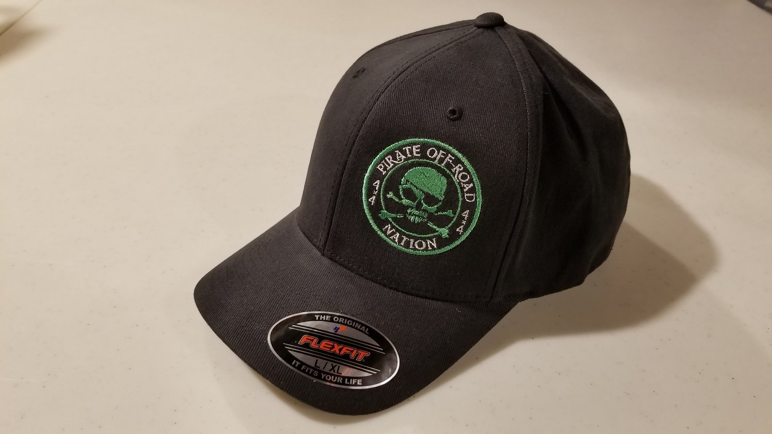 FLEXFIT BRUSHED TWILL- Fitted - Black (various thread colour options)