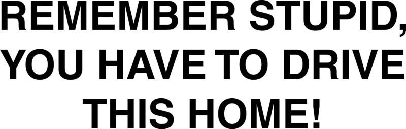 &quot;REMEMBER STUPID, YOU HAVE TO DRIVE THIS HOME!&quot; die cut decal 5&quot;