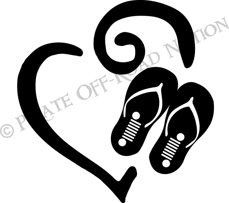 Heart with Flip Flops and Jeep Grille Decal