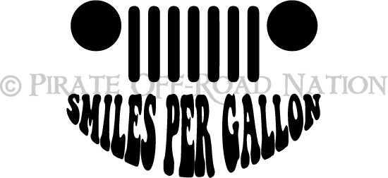 Jeep, &quot;Smiles Per Gallon&quot; die cut decal