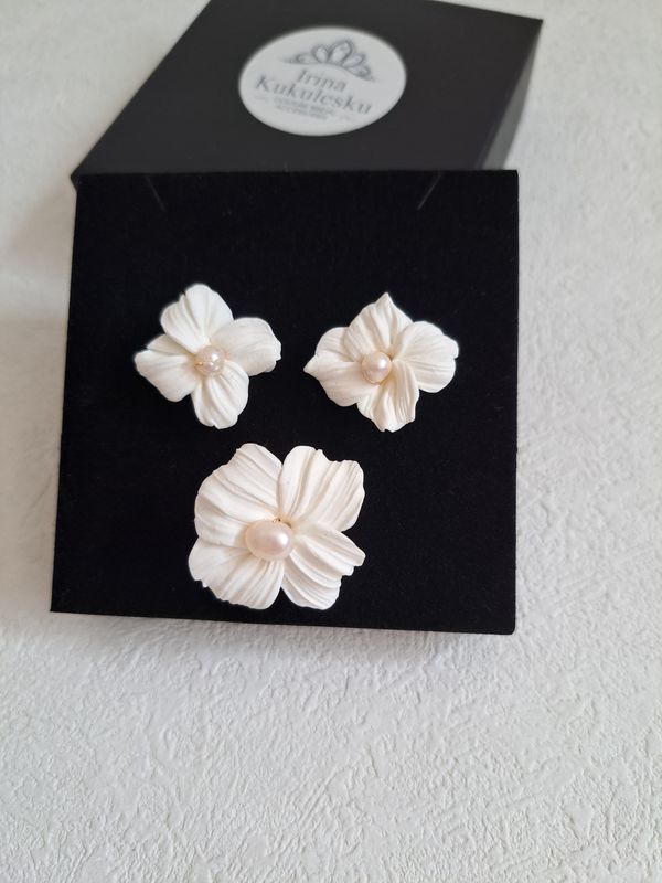 Set -2 Orecchini &amp; Anello  BOTTICELLI Pearl