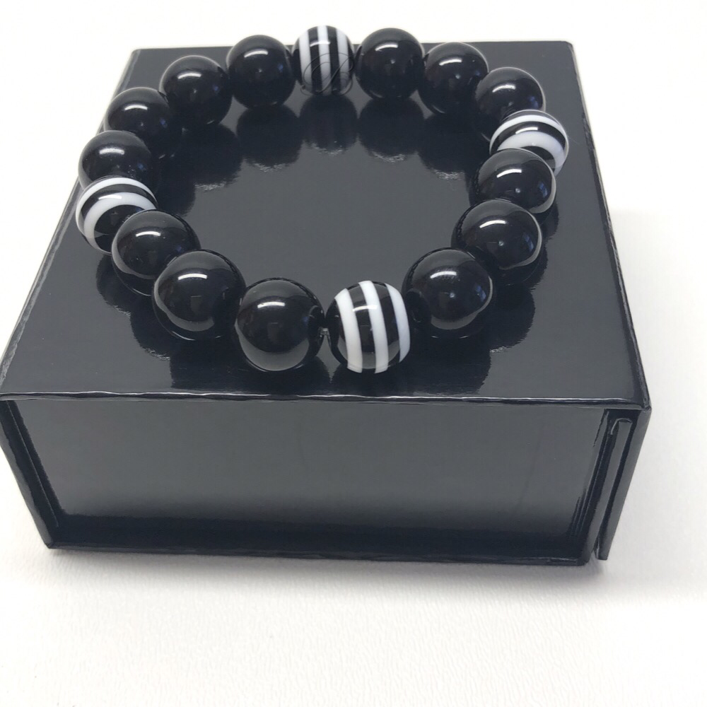 Jet Stripped Black Bracelet