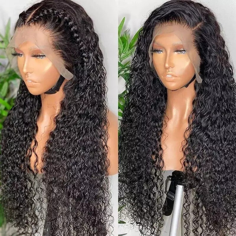 Perruque lace front brésilienne bouclée noire pour femmes, perruque lace front courte bouclée longue pour femmes, perruque de cheveux humains.