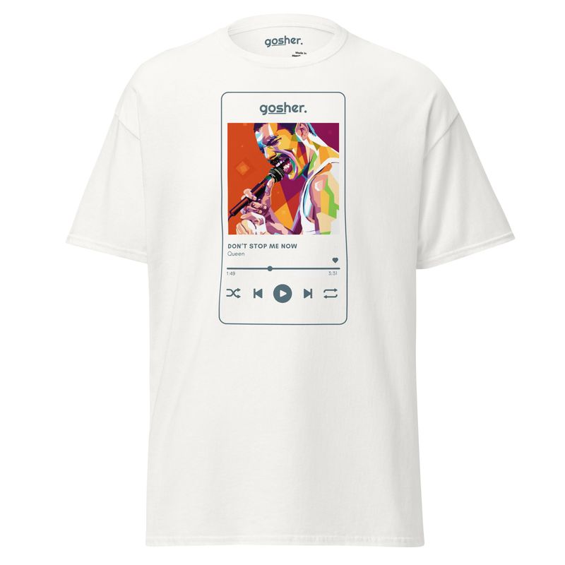  Gosher Freddie Mercury &quot;Don&#39;t Stop Me Now&quot; Music Player T-Shirt – Retro Rock Fan Tee | Unisex Graphic Shirt