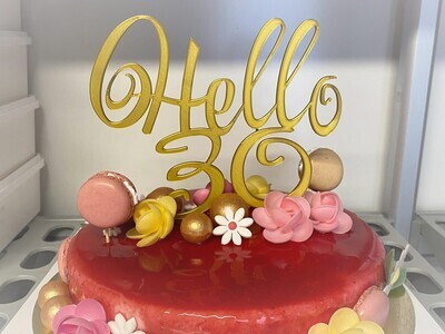 Taarttopper &#39;Hello&#39; - met leeftijd/jaartal