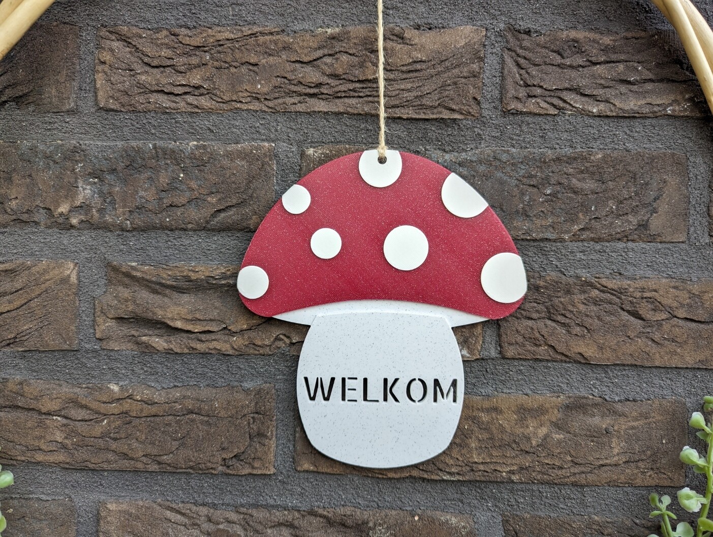 Hanger- Paddenstoel "Welkom"