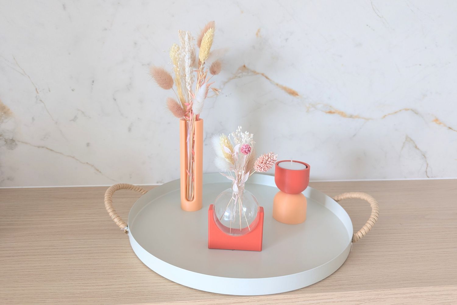 Cadeauset: Rechte vaas + bolvaasje + theelichtje