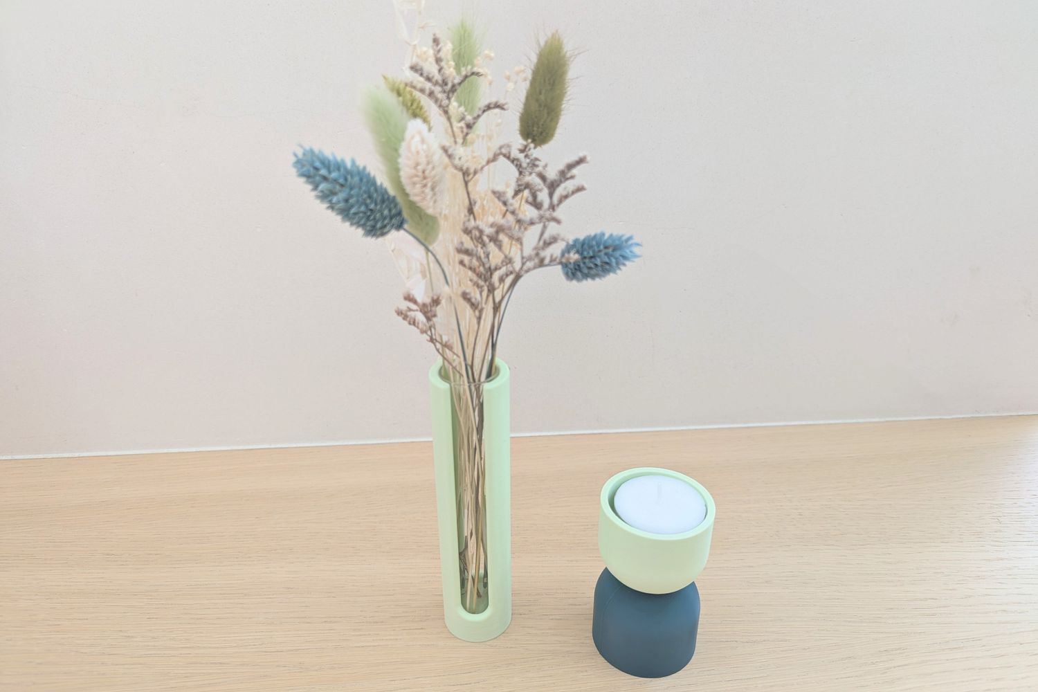 Decoratieset rechte vaas en theelichtje