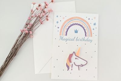 Magneetkaart &quot;Magical birthday&quot; - Eenhoorn