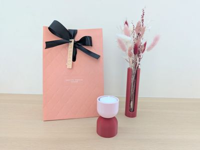 Decoratieset rechte vaas en theelichtje