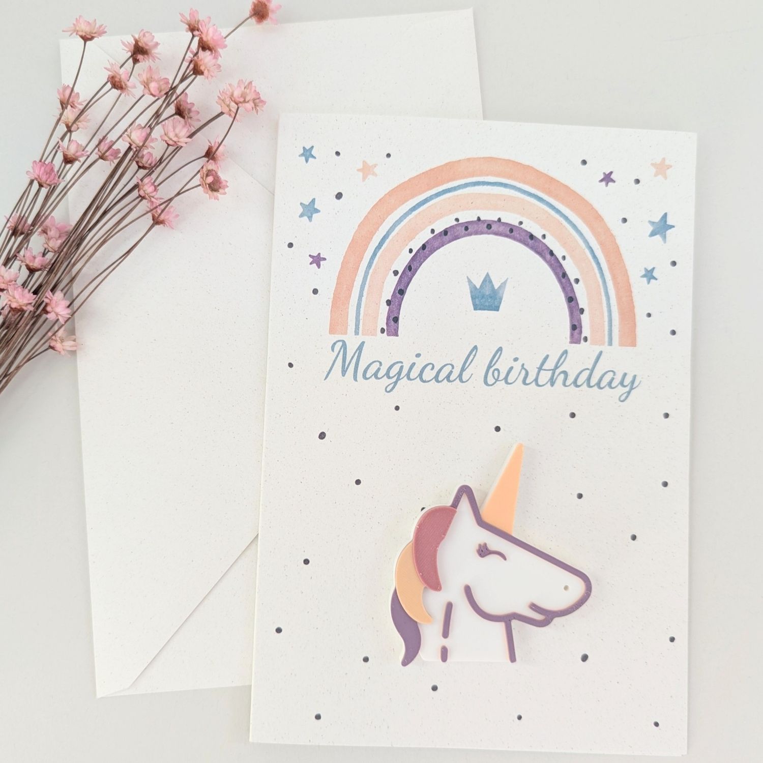 Magneetkaart "Magical birthday" - Eenhoorn