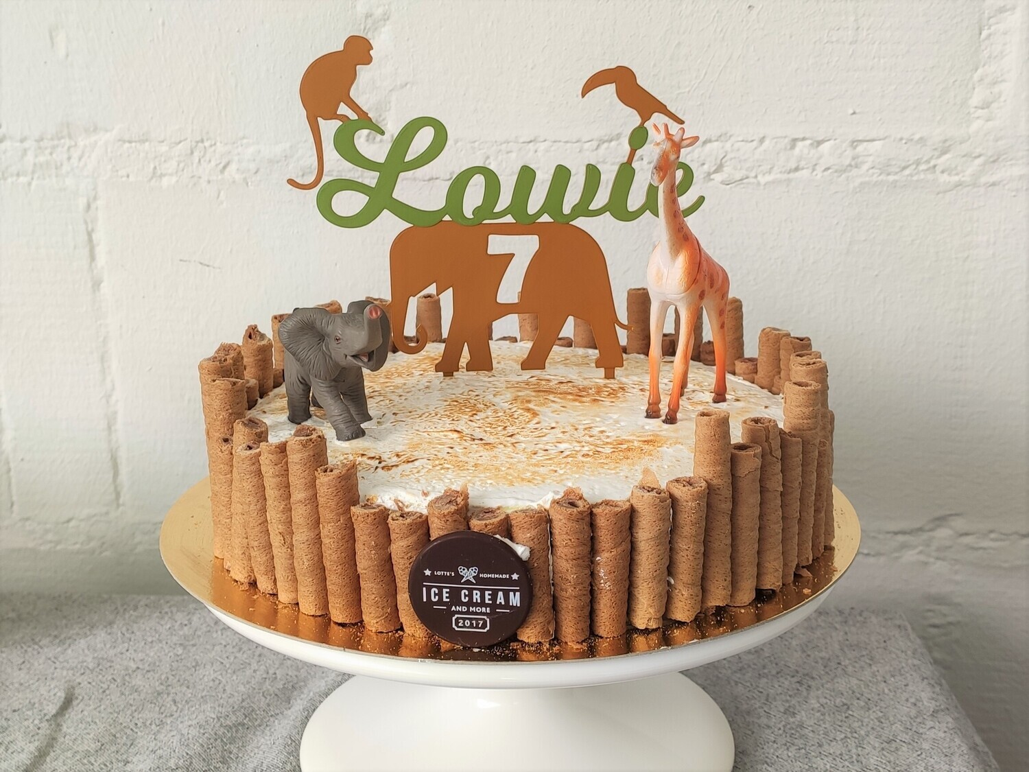 Taarttopper jungle dieren - met naam en leeftijd