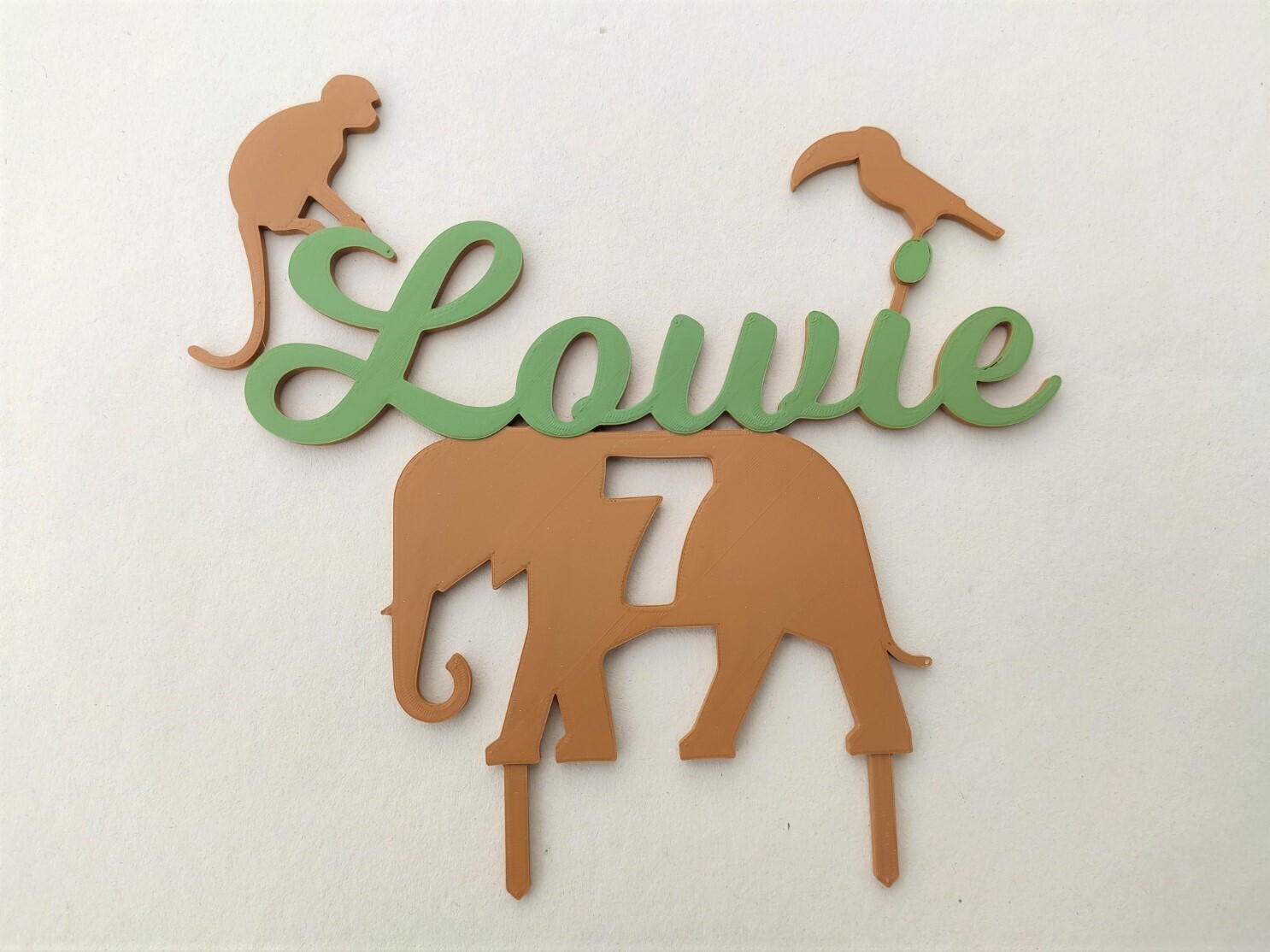 Taarttopper jungle dieren - met naam en leeftijd