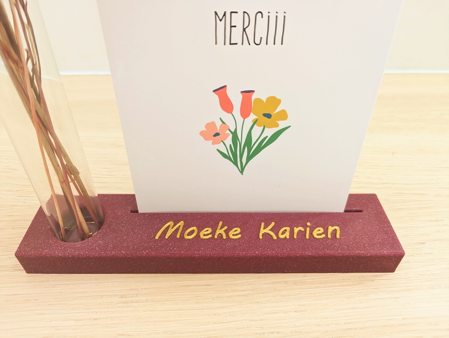 Kaart-/fotohouder medium met vaasje gepersonaliseerd