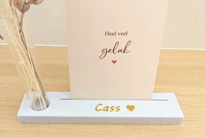 Kaart-/fotohouder large met vaasje gepersonaliseerd
