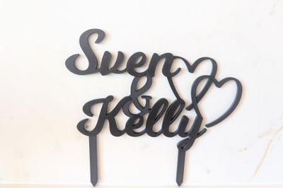 Taarttopper hartjes - met namen