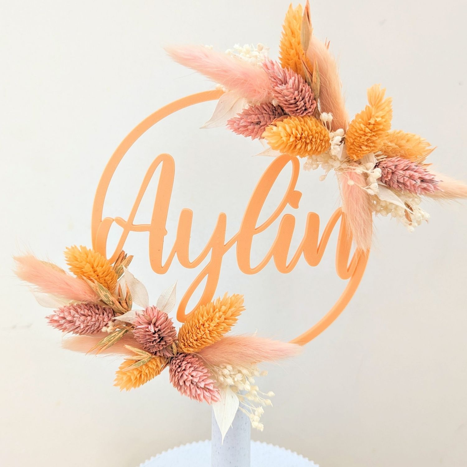 Taarttopper met droogbloemen