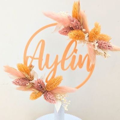 Taarttopper met droogbloemen