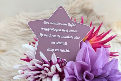 Ster met troost-gedicht