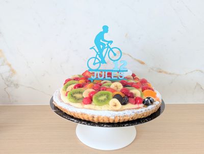 Taarttopper met wielrenner - met naam en leeftijd (optioneel)