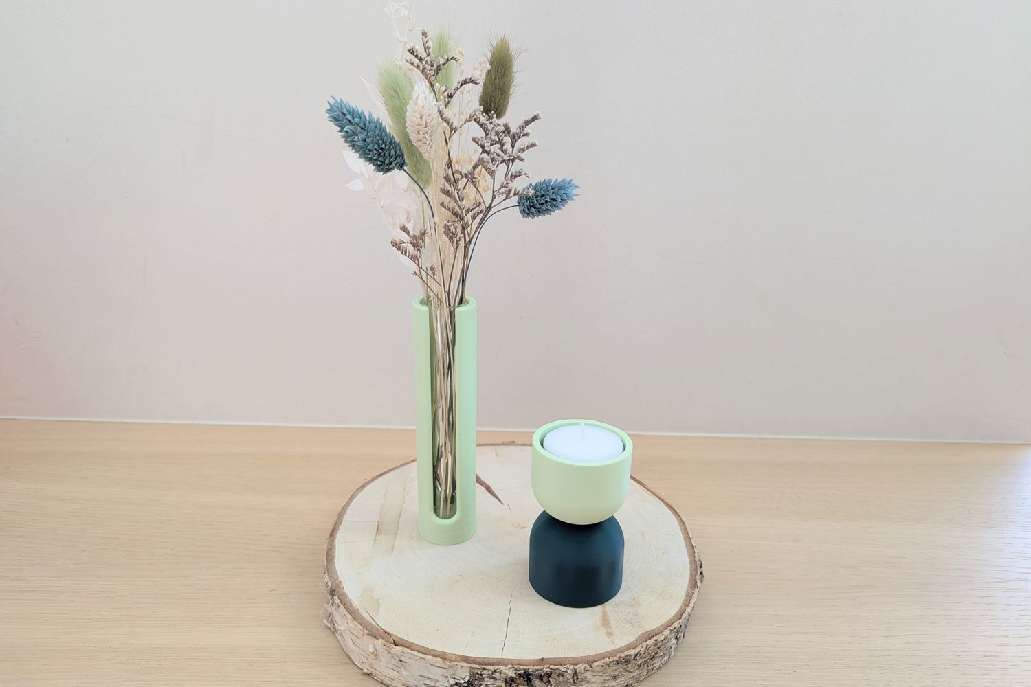 Decoratieset rechte vaas en theelichtje