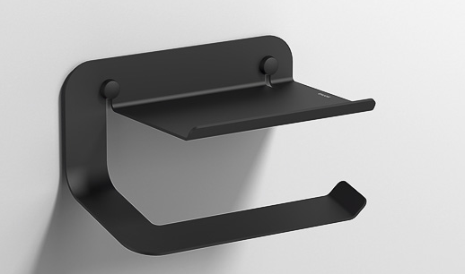 Quick Toilet Roll Holder & Shelf Black