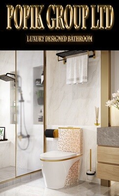 Rimless Flush-Bathroom luxury diamond white toilet design model with Hand made Flower WC