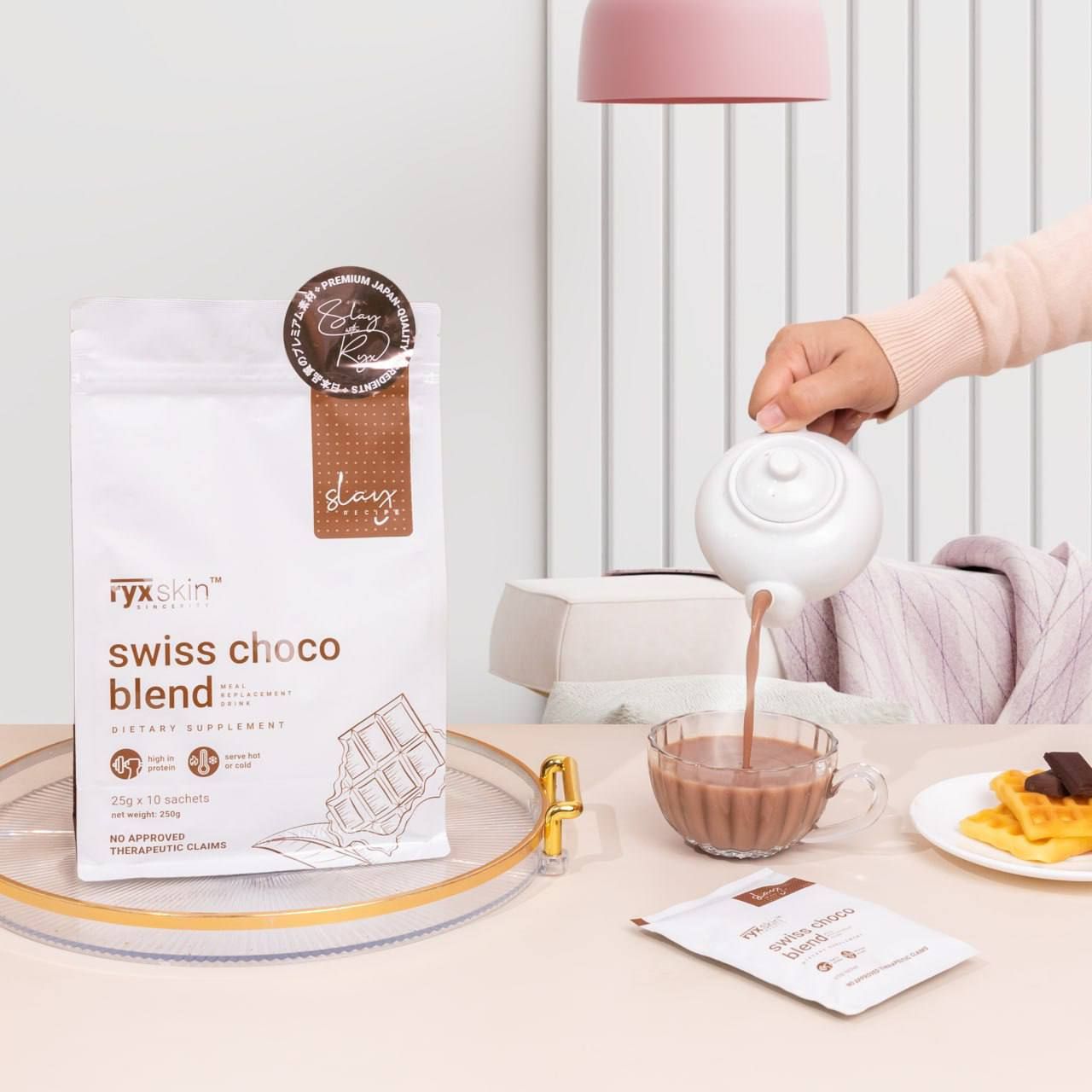 RYXSKIN CHOCO DRINK 10 SAHETS EXP JULY 29,2026
