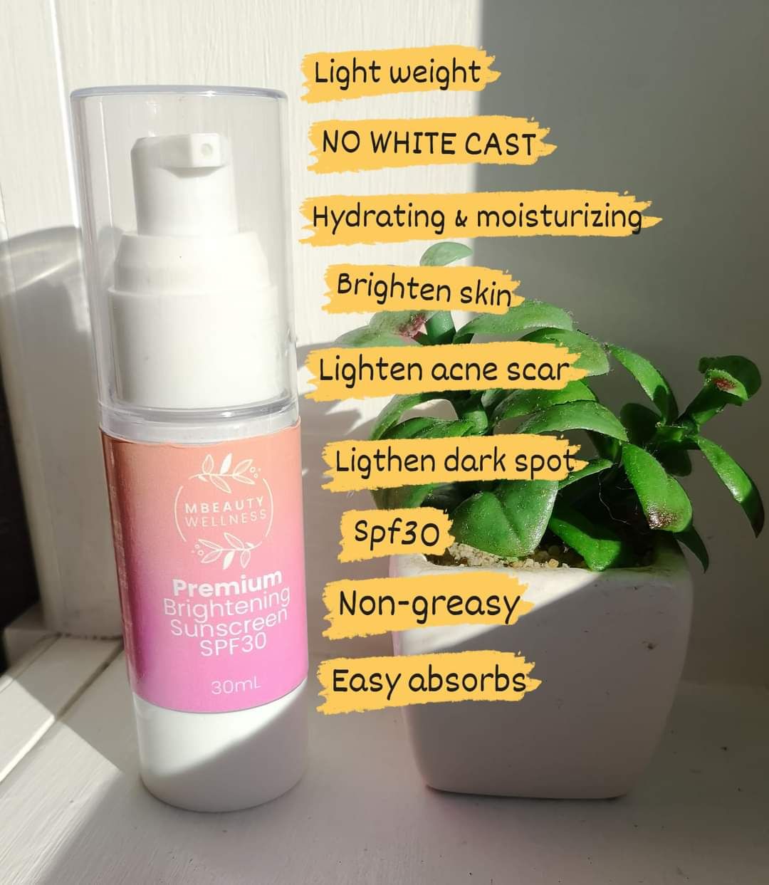 MBEAUTY WELLNESS PREMIUM BRIGHTENING SUNSCREEN SPF30  30ML EXP.JUNE 30,2026