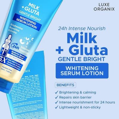 LUXE ORIGANIX MILK+GLUTA WHITENING SERUM LOTION 350ML EXP JULY 21.2027