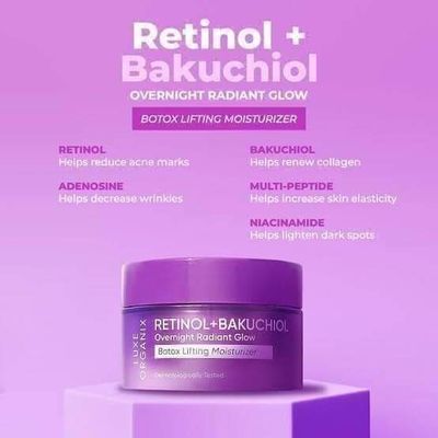 LUXE ORIGANIX RETINOL +BAKUCHIOL OVERNIGHT RADIANT GLOW BOTOX LIFT MOISTURIZING CREAM 50G EXP NOV 21,2027