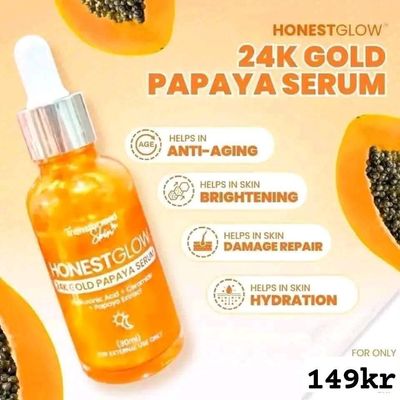 HONESR GLOW 24 GOLD PAPAYA+HYALURONIC +CERAMIDES SERUM 30ML EXP JUNE 24,2026