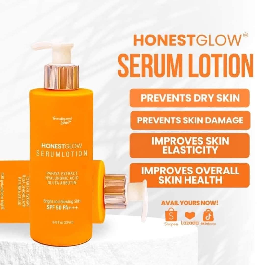 HONEST GLOW BRIGHT AND GLOWING SERUM LOTION SPF50 PA+++ 250ML  EXP JUNE 06,2026