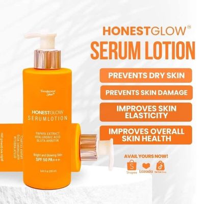 HONEST GLOW BRIGHT AND GLOWING SERUM LOTION SPF50 PA+++ 250ML  EXP JUNE 06,2026