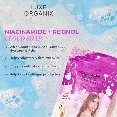 LUXE ORIGANIX CLOUD SOAP NIACINAMIDE +RETINOL  190G EXP OCT 25.2029 MADE IN KOREA