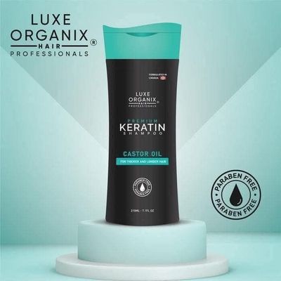 LUXE ORIGANIX PREMIUM KERATIN SHAMPOO WITH CASTOR OIL 210ML EXP JUNE 24,2027