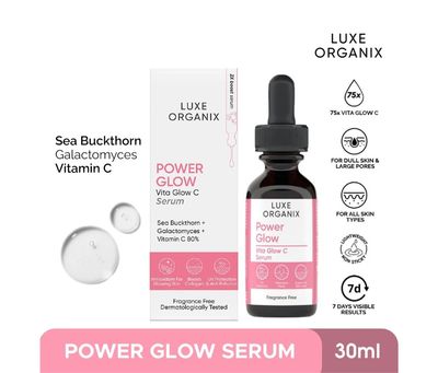 LUXE ORIGANIX POWER GLOW VITAMIN C SERUM WITH SEA BUCKHORN+GALACTOMYCES +VITAMIN C 80% 30ML EXP JULY 17,2027 MADE IN KOREA