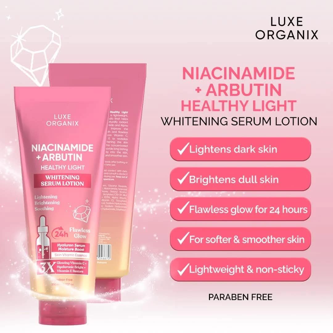 LUXE ORIGANIX NIACINAMIDE +ARBUTIN SERUM LOTION 350ML EXP OCT 21.2027