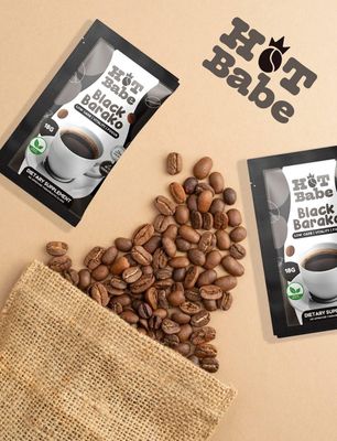HOT BABE BLACK BARAKO COFFEE 10 SACHETS _BOX EXP NOV 16,2026