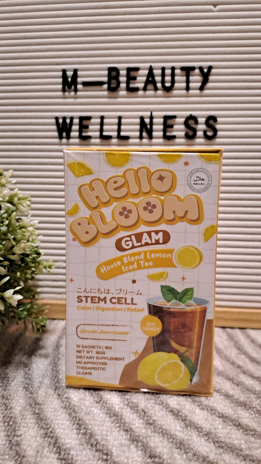 HELLO BLOOM GLAM HOUSE OF BLEND LEMON ICED TEA 10 SACHETS/BOX EXP JUNE 27,2026