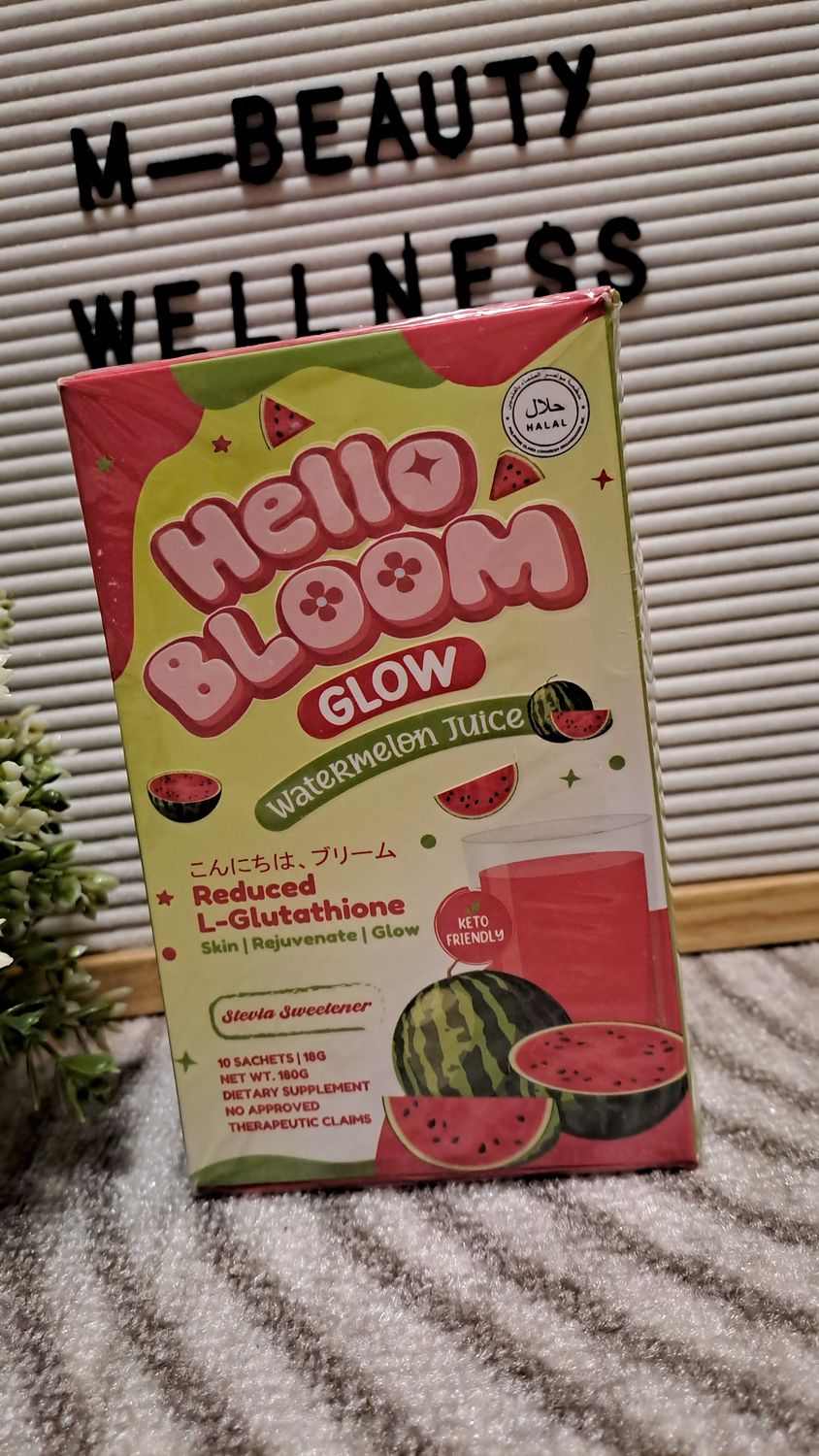 HELLO BLOOM GLOW WATER MELON JUICE 10 SACHETS/BOX EXP JULY 24,2026
