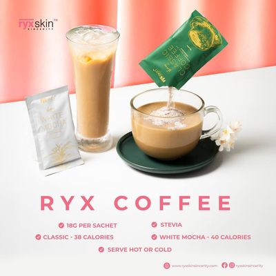 RYXSKIN COFFEE 10 SACJETS/POUCH TWO FLAVOR CLASSIC AND WHITE MOCHA EXP AUG 26.2026